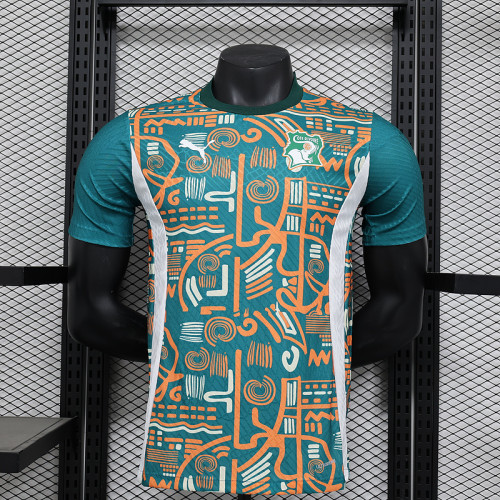 2025 Player Version Ivory Coast Blue Football Pre-match Shirt Côte d'Ivoire Soccer Training Jersey