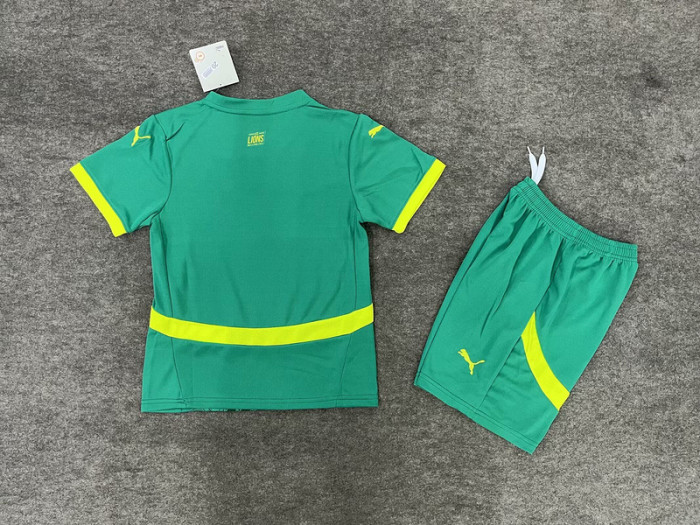 Youth Uniform Kids Kit 2025 Senegal Away Green Soccer Jersey Shorts Child Football Set