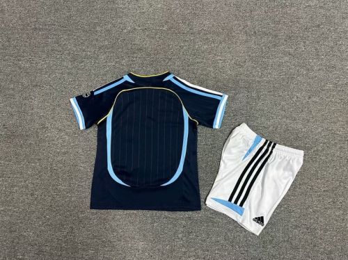 Retro Youth Uniform Kids Kit 2006 Argentina Away Dark Blue Soccer Jersey Shorts Vintage Child Football Set