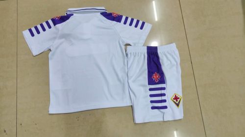 Retro Youth Uniform Kids Kit 1998-1999 Fiorentina Away White Soccer Jersey Shorts Vintage Child Football Set