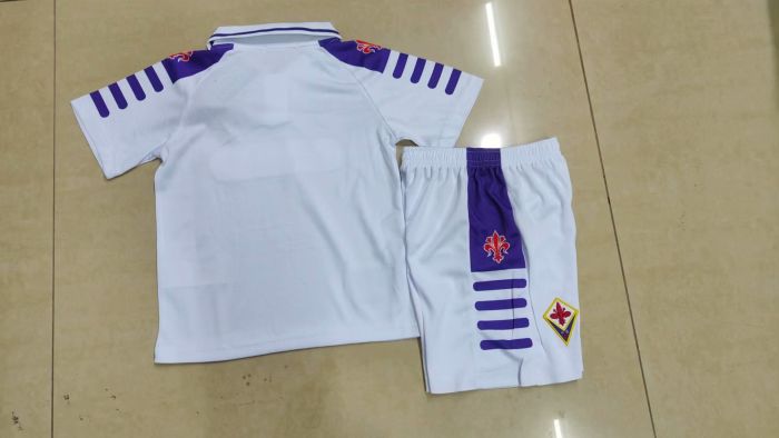 Retro Youth Uniform Kids Kit 1998-1999 Fiorentina Away White Soccer Jersey Shorts Vintage Child Football Set