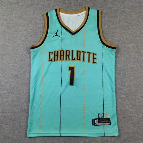 Youth Kids Charlotte Hornets 1 BALL Green Basketball Shirt Child NBA Jersey