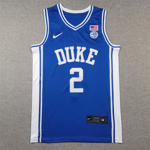 DUKE 2 Flagg Blue NBA Jersey Basketball Shirt