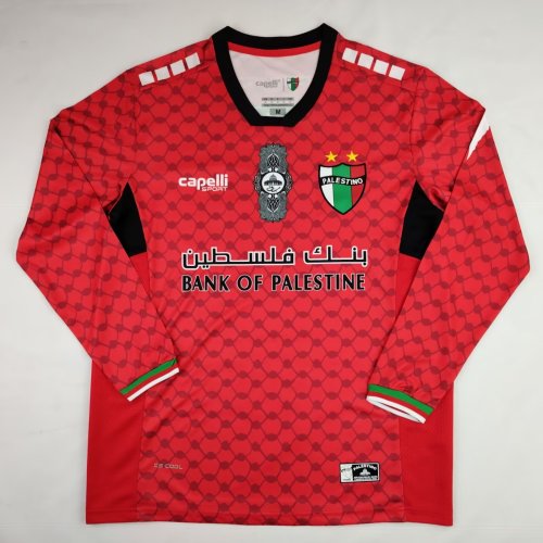 Long Sleeve 2024-2025 Palestine Red Soccer Jersey FC Palestina Football Shirt
