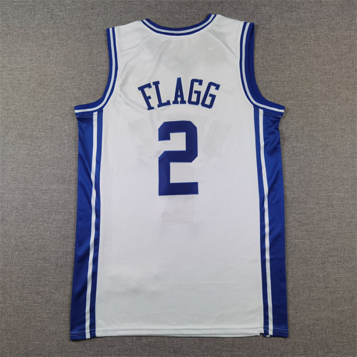 DUKE 2 Flagg White NBA Jersey Basketball Shirt