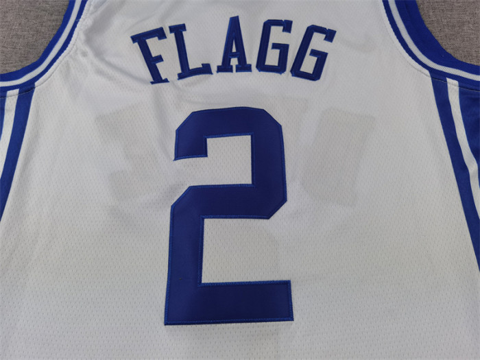 DUKE 2 Flagg White NBA Jersey Basketball Shirt