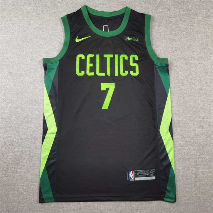 2025 City Edition Boston Celtics 7 BROWN Black/Green NBA Jersey Basketball Shirt