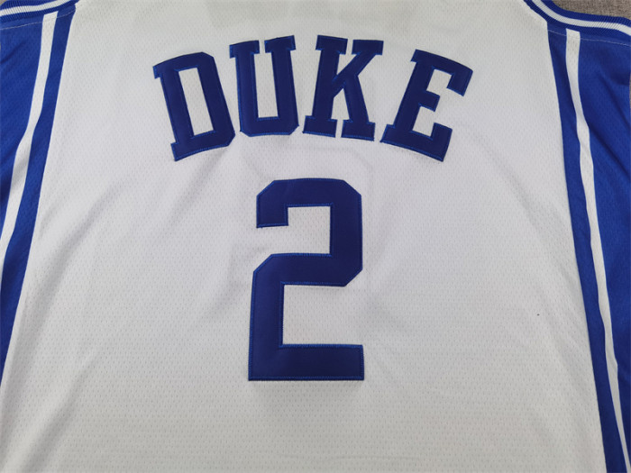 DUKE 2 Flagg White NBA Jersey Basketball Shirt