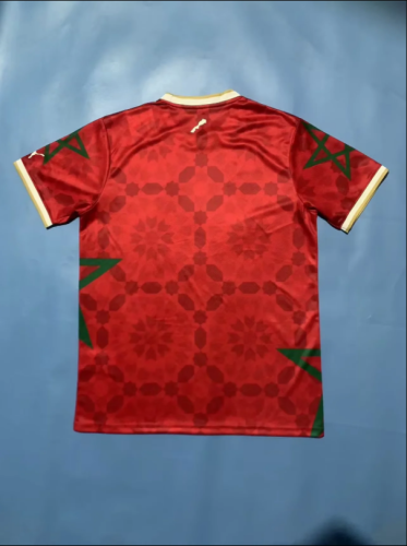 with Green Star Fans Version 2025 Morocco Red Special Edition Soccer Jersey Football Shirt
