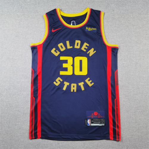 2025 City Edition Warriors 30 CURRY NBA Jersey Dark Blue/Red Basketball Shirt