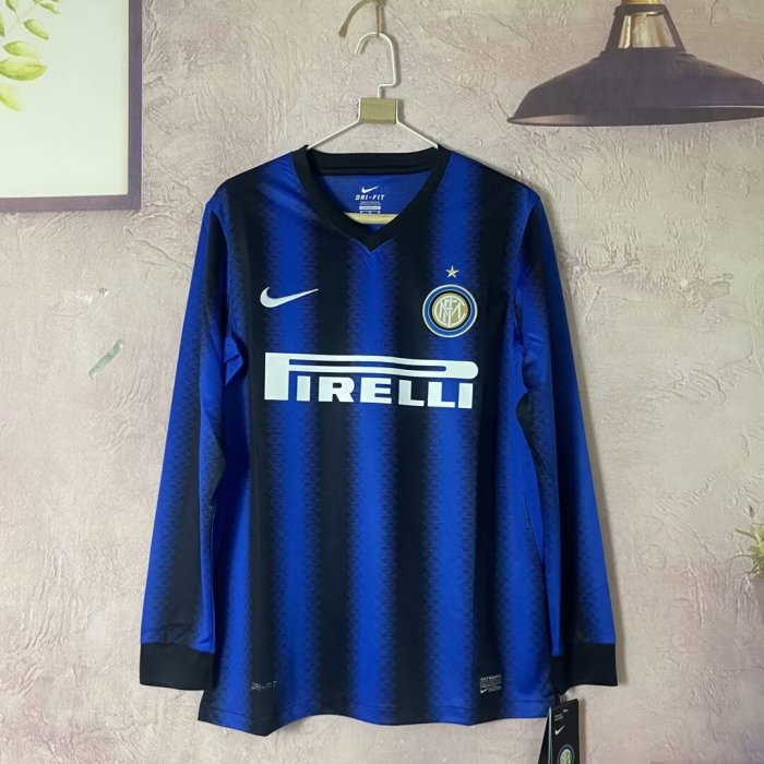 Long Sleeve Retro Jersey 2010-2011 Inter Milan Home Soccer Jersey Vintage Football Shirt