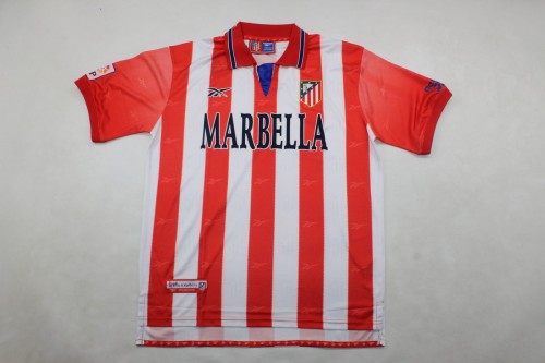 with LFP Patch Retro Jersey 1998-1999 Atletico Madrid KIKO 19 Home Soccer Jersey Vintage Football Shirt