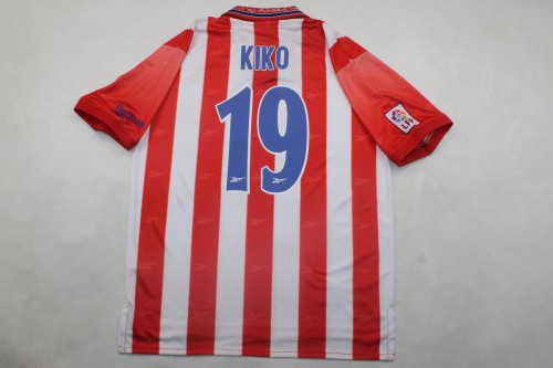 with LFP Patch Retro Jersey 1998-1999 Atletico Madrid KIKO 19 Home Soccer Jersey Vintage Football Shirt