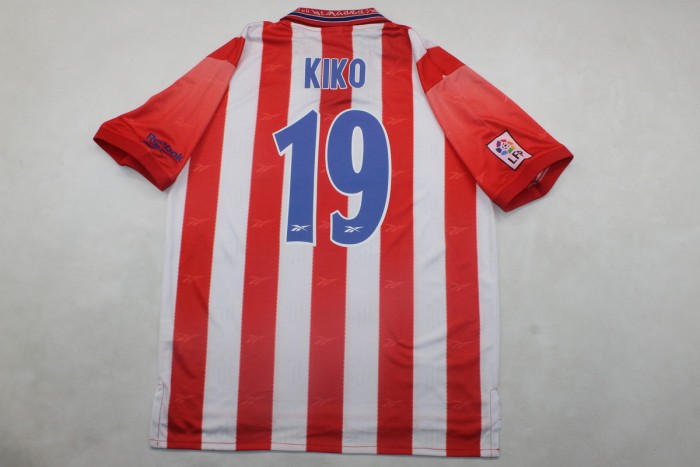 with LFP Patch Retro Jersey 1998-1999 Atletico Madrid KIKO 19 Home Soccer Jersey Vintage Football Shirt