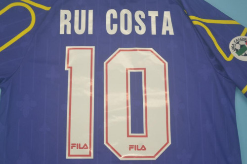 with Serie A Patch Retro Jersey 1997-1998 Fiorentina RUI COSTA 10 Home Soccer Jersey Vintage Football Shirt
