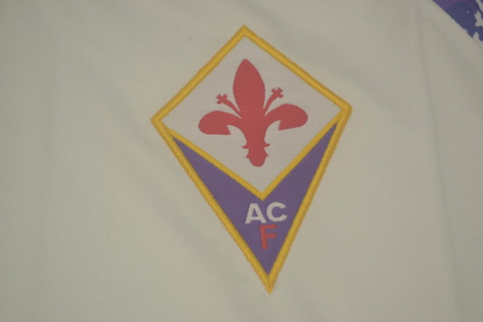 with Serie A Patch Retro Jersey 1994-1995 Fiorentina Away White Soccer Jersey Vintage Football Shirt