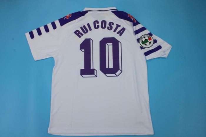 with Serie A Patch Retro Jersey 1998-1999 Fiorentina RUI COSTA 10 Away White Soccer Jersey