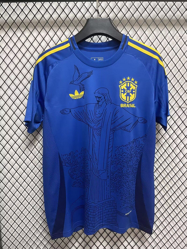 Fan Version 2024 Brazil Blue Casual Soccer Jersey Brasil Football Shirt