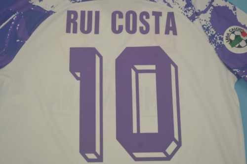 with Serie A Patch Retro Jersey 1994-1995 Fiorentina RUI COSTA 10 Away White Soccer Jersey Vintage Football Shirt