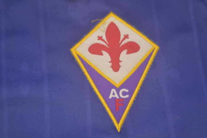 with Serie A Patch Retro Jersey 1997-1998 Fiorentina Home Soccer Jersey Vintage Football Shirt