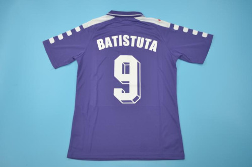 Retro Jersey 1998-1999 Fiorentina BATISTUTA 9 Home Soccer Jersey Vintage Football Shirt