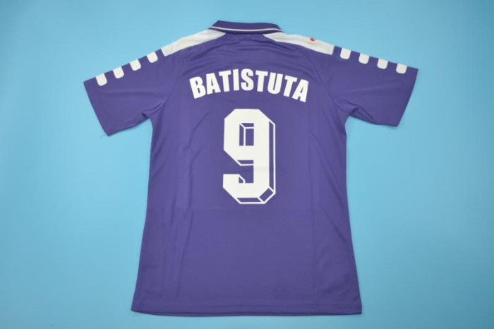 Retro Jersey 1998-1999 Fiorentina BATISTUTA 9 Home Soccer Jersey Vintage Football Shirt