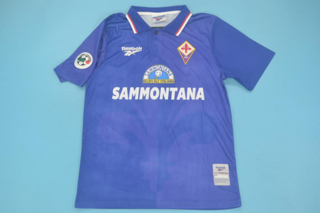 with Serie A Patch Retro Jersey 1995-1996 Fiorentina BATISTUTA 9 Home Soccer Jersey Vintage Football Shirt