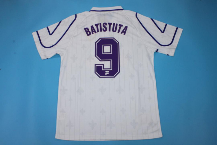 Retro Jersey 1997-1998 Fiorentina BATISTUTA 9 Away White Soccer Jersey Vintage Football Shirt