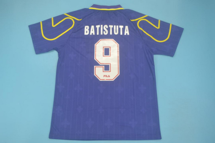 Retro Jersey 1997-1998 Fiorentina BATISTUTA 9 Home Soccer Jersey Vintage Football Shirt