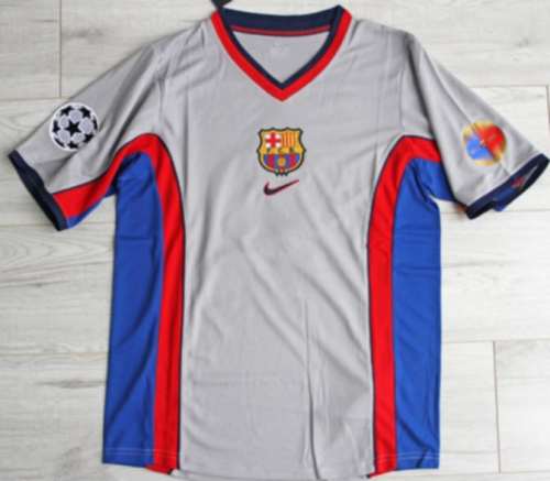 with UCL Patch Retro Jersey 1999-2000 Barcelona Centennial Away GUARDIOLA 4 Soccer Jersey Vintage Football Shirt