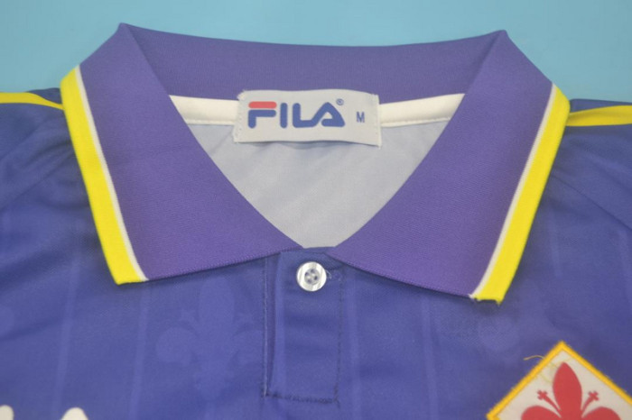 with Serie A Patch Retro Jersey 1997-1998 Fiorentina Home Soccer Jersey Vintage Football Shirt