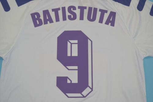 Retro Jersey 1998-1999 Fiorentina BATISTUTA 9 Away White Soccer Jersey Vintage Football Shirt