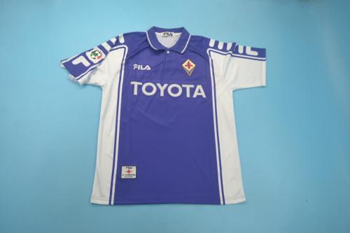 with Serie A Patch Retro Jersey 1999-2000 Fiorentina Home Soccer Jersey Vintage Football Shirt