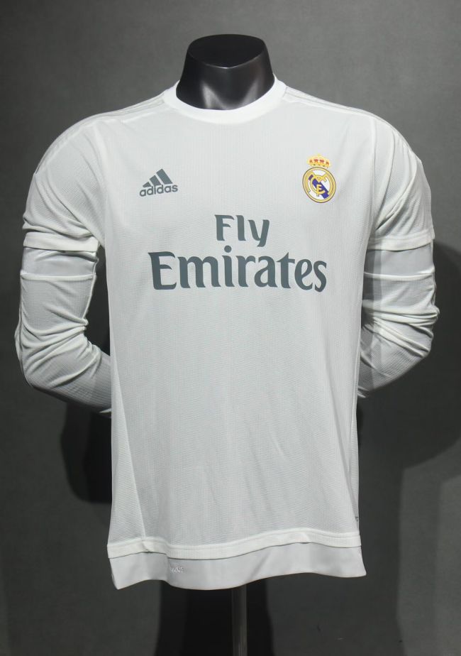 Player Version Retro Jersey Long Sleeve 2015-2016 Real Madrid Home Soccer Jersey Vintage Football Shirt