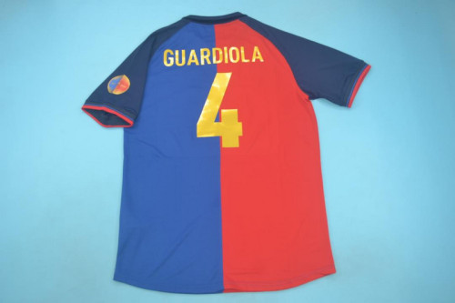 with Patch Retro Jersey 1999-2000 Barcelona GUARDIOLA 4 Centennial Home Soccer Jersey Vintage Football Shirt