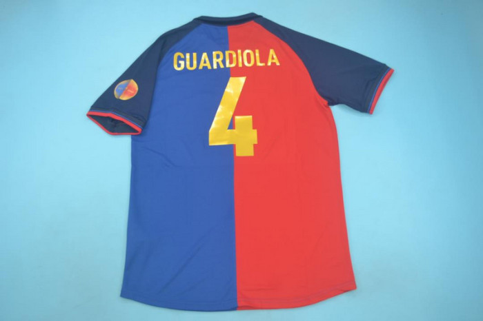 with Patch Retro Jersey 1999-2000 Barcelona GUARDIOLA 4 Centennial Home Soccer Jersey Vintage Football Shirt
