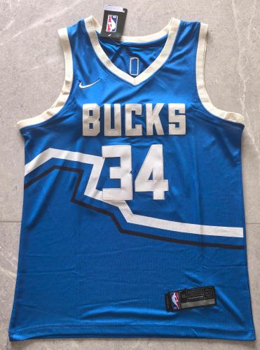 2025 City Edition Milwaukee Bucks 34 ANTETOKOUNMPO Blue NBA Shirt Basketball Jersey