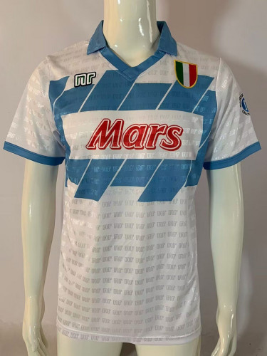 Retro Jersey 1990-1991 Calcio Napoli Away White Soccer Jersey Napoles Vintage Football Shirt
