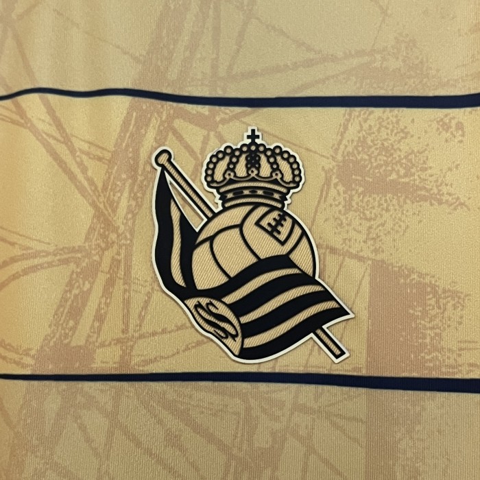 Fan Version 2024-2025 Real Sociedad Away Gold Soccer Jersey Football Shirt