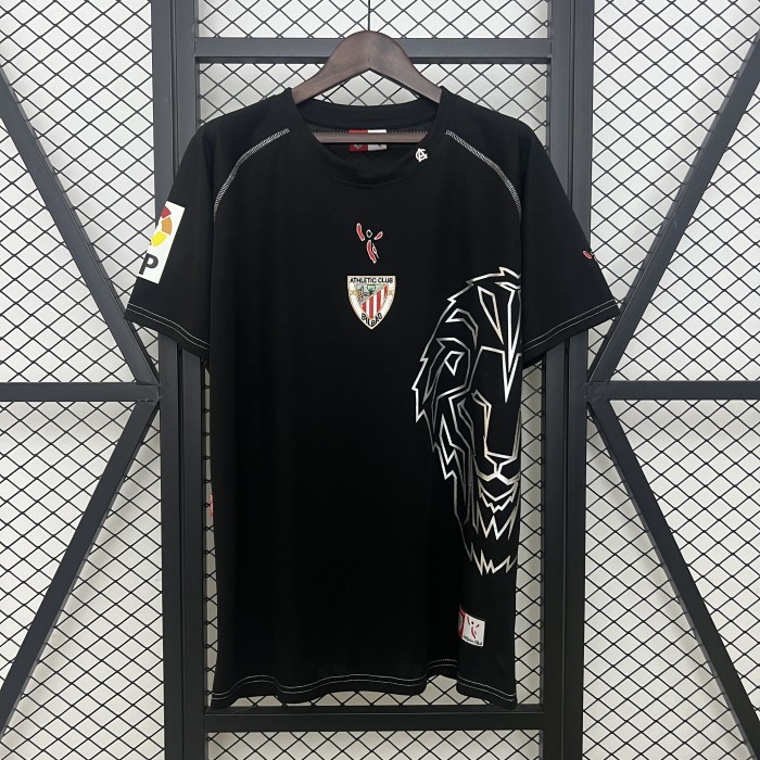 with LFP Patch Retro Jersey 2005-2008 Athletic Bilbao Black Vintage Soccer Jersey Football Shirt