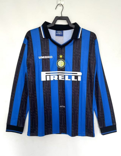 Retro Jersey Long Sleeve 1997-1998 Inter Milan Home Soccer Jersey Vintage Football Shirt