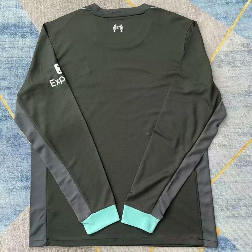 Long Sleeve Fan Version 2024-2025 Liverpool Away Black Soccer Jersey LS Football Shirt
