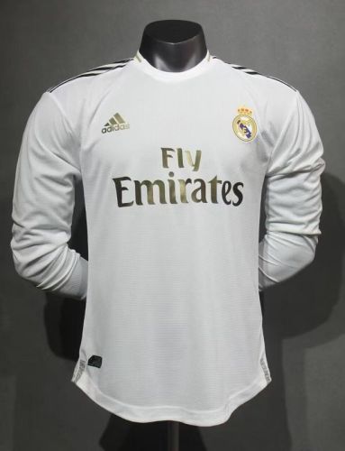 Player Version Retro Jersey Long Sleeve 2019-2020 Real Madrid Home Soccer Jersey Vintage Football Shirt