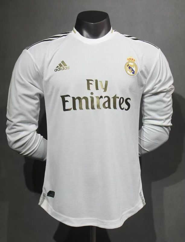 Player Version Retro Jersey Long Sleeve 2019-2020 Real Madrid Home Soccer Jersey Vintage Football Shirt