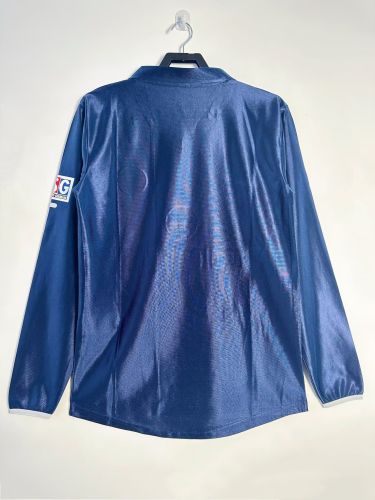 Long Sleeve Retro Jersey 2001-2002 PSG Home Blue Soccer Jersey Paris Vintage Football Shirt