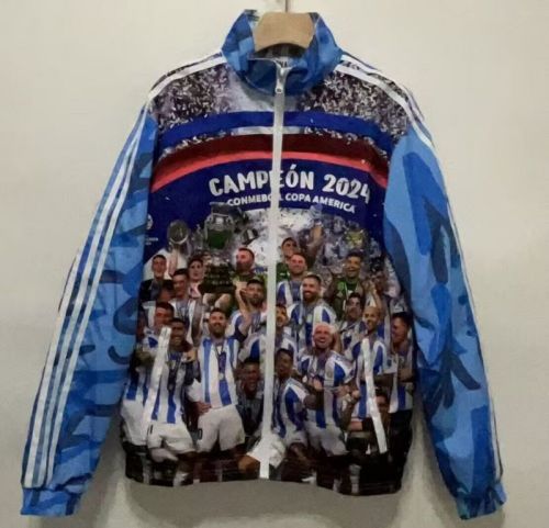 2024 Argentina Copa America Campeon Trench Coat Soccer Reversible Windbreaker Jacket Football Jacket