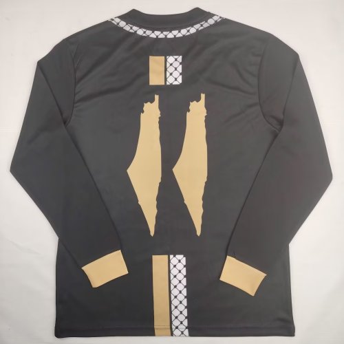 Long Sleeve 2024-2025 Palestine Black/Beige Soccer Jersey FC Palestina Football Shirt