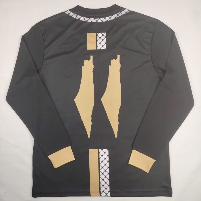 Long Sleeve 2024-2025 Palestine Black/Beige Soccer Jersey FC Palestina Football Shirt