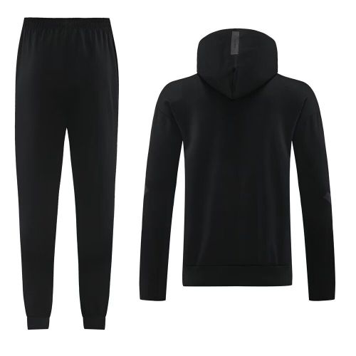 AD Black Blank Soccer Training Jacket with Caps Tracksuit Football Hoody Pant Hoodie
