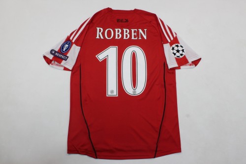 with Front Lettering+UCL Patch Retro Jersey 2010-2011 Bayern Munich ROBBEN 10 Home Soccer Jersey Vintage Football Shirt